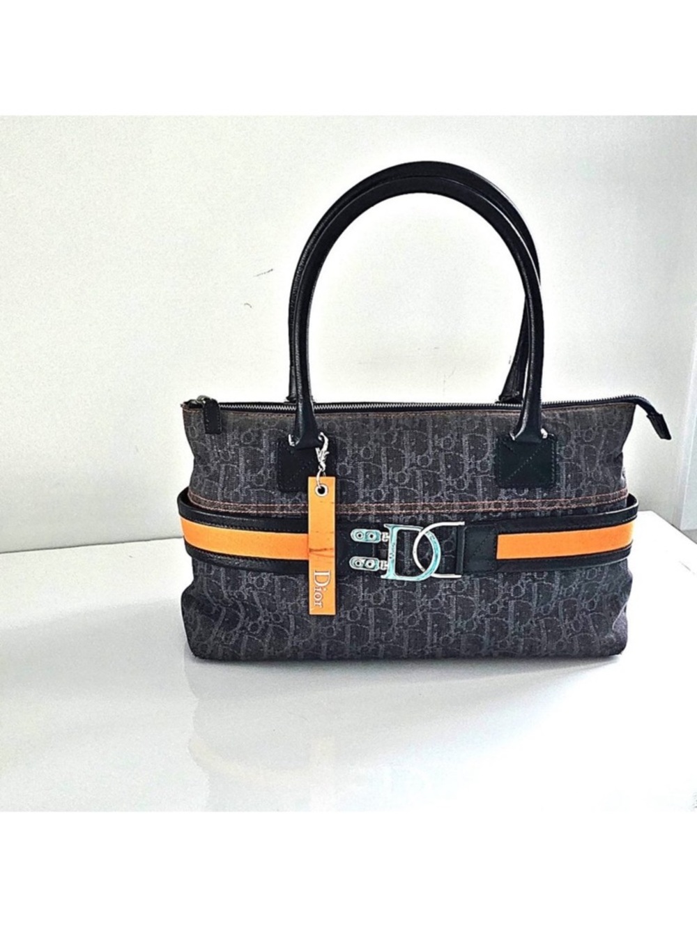 DIOR Christian Dior Denim Blue Trotter Flight Bag - Picture 11 of 15